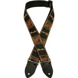 Гитарный ремень Fender Legacy Monogrammed Guitar Strap Black, Yellow, and Brown 2 in.