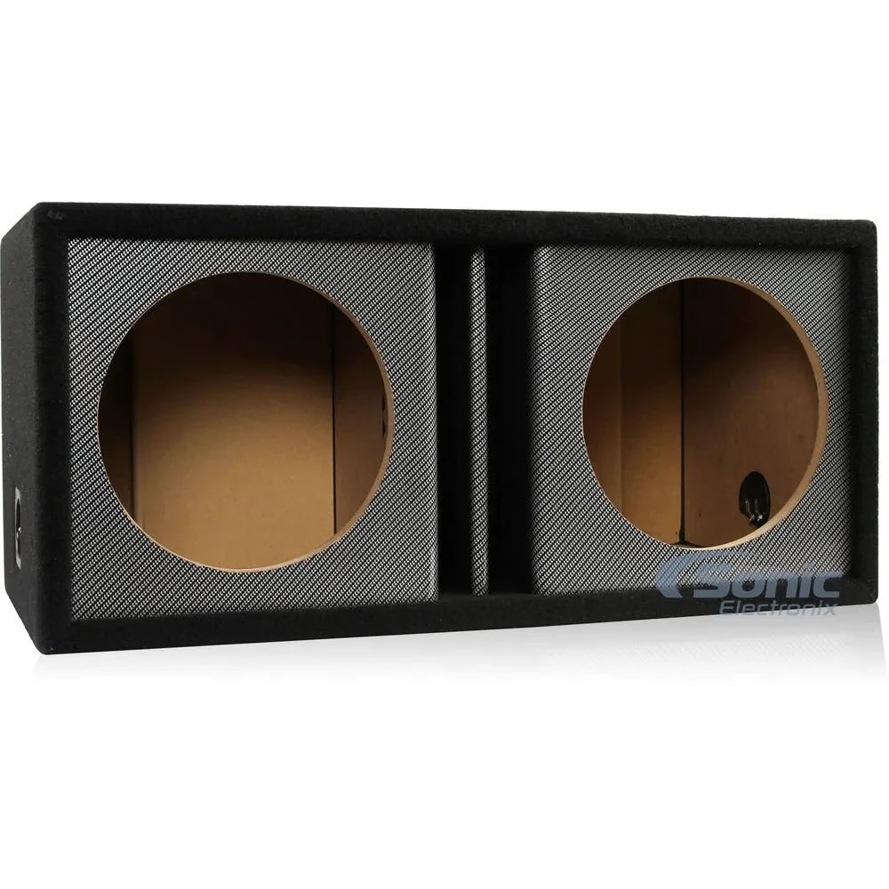 Atrend 12DVR Dual 12" Black Carbon Fiber Vented Car Subwoofer Enclosure Box