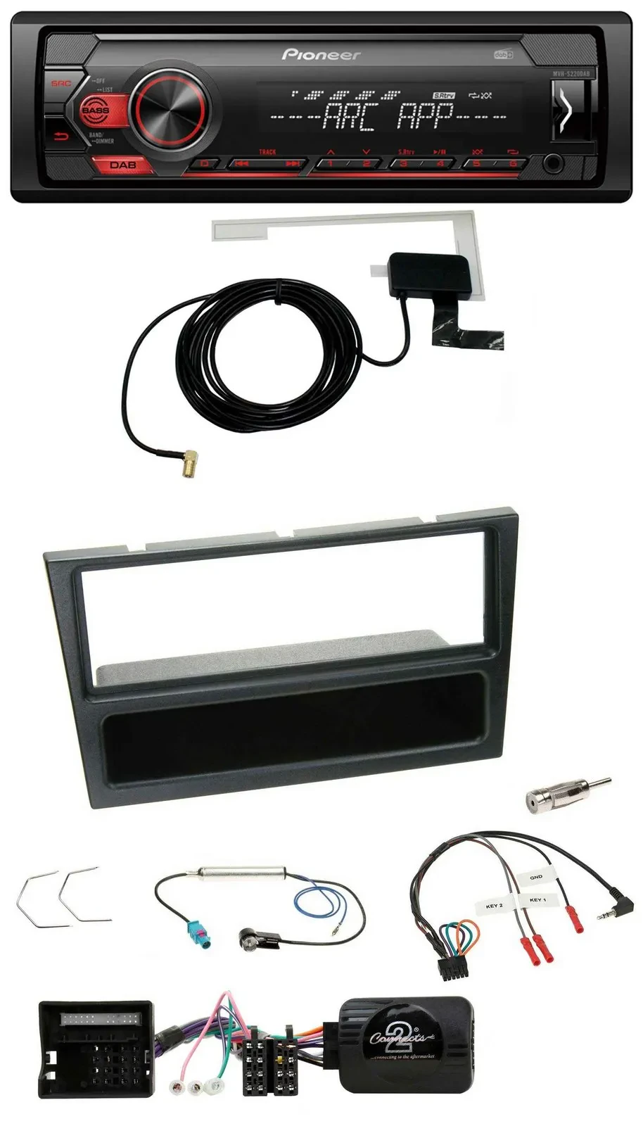 Pioneer 1DIN USB DAB MP3 Lenkrad Autoradio für Opel Corsa C 2004-2006 schwarz