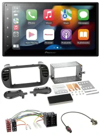 Автомагнитола для Fiat 500 Pioneer 2DIN, DAB, Bluetooth, USB, MP3, ISO (с 2012), Soft Touch