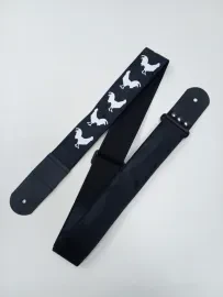 MZ-RG-5-1ApCockBk Ремень для гитары, черный, аппликация Петух, MEZZO