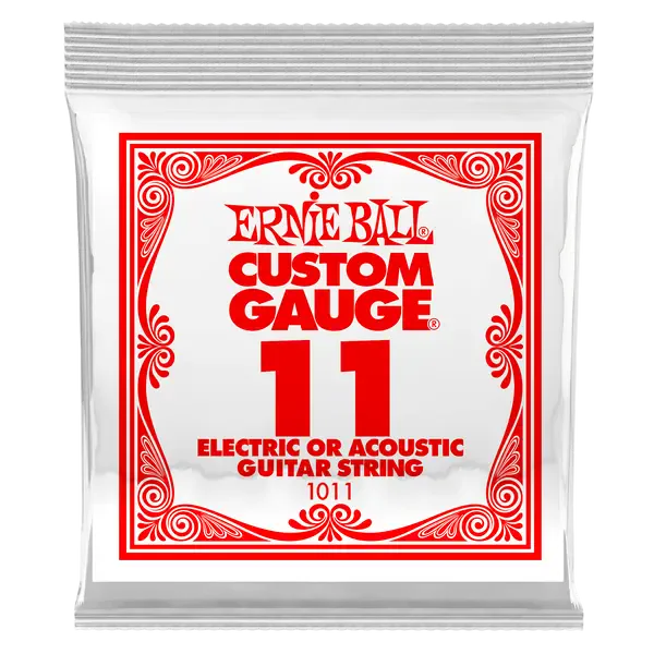 Струна для акустической и электрогитары Ernie Ball P01011 Custom gauge, сталь, калибр 11