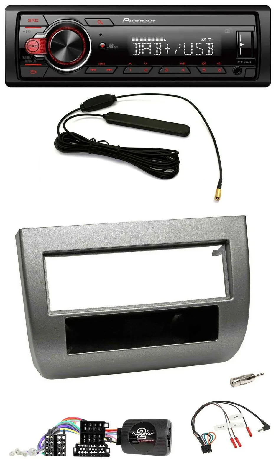 Автомагнитола Pioneer 1-DIN DAB USB MP3 для Lancia Y (843) 2005–2011, антрацит