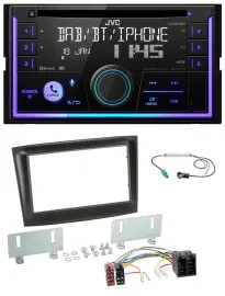 Автомагнитола JVC 2-DIN, DAB, Bluetooth, CD/MP3, USB, для Fiat Doblo (с 2015), черная