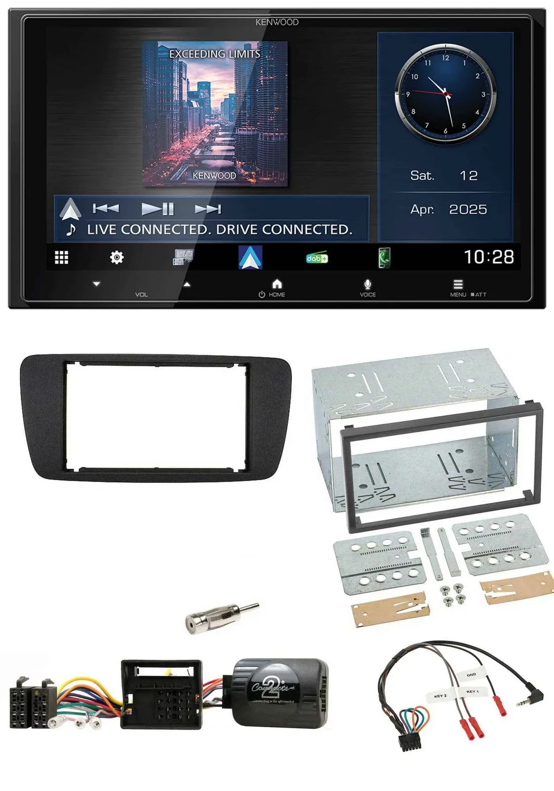 Автомагнитола Kenwood 2DIN Bluetooth USB DAB для Seat Ibiza (с 2008 г.), черный