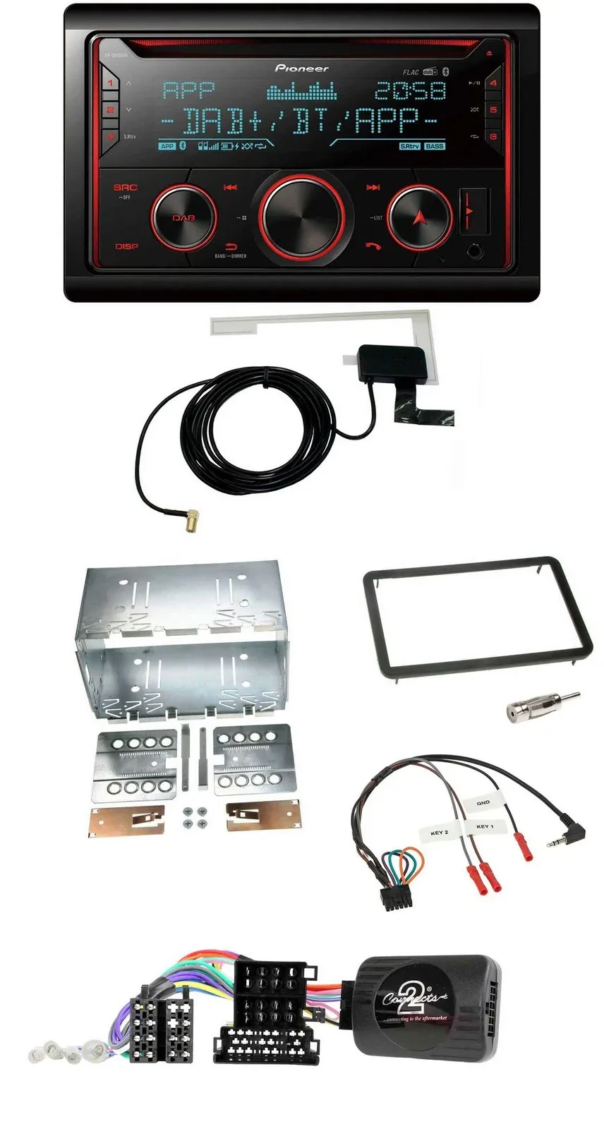Автомагнитола Pioneer 2 DIN, DAB, USB, CD, Bluetooth, поддержка управления на руле, для Alfa Romeo 159/Brera/Spider