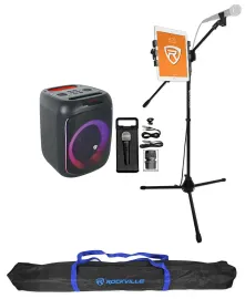 Rockville ROCKBOX PRO V2 Karaoke Machine System Party Speaker+Mic/Tablet Stand