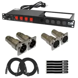 ProX X-PC4XLR-USB 1U 15Amp 4 Ch Circuit Breaker Switch Panel, Adapters & XLR ...