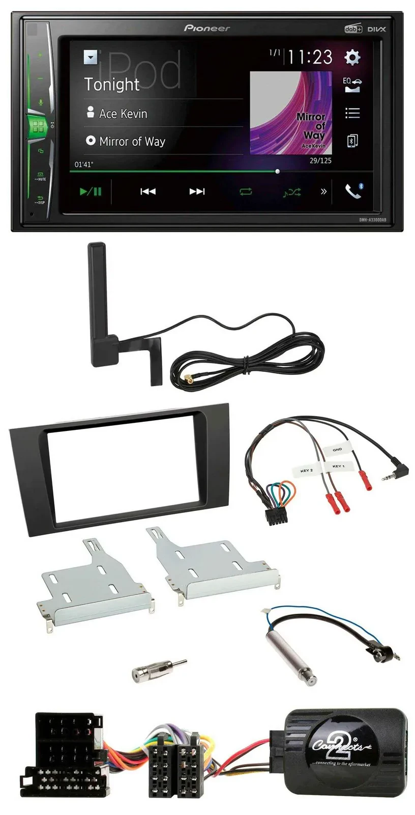 Pioneer MP3 DAB Lenkrad 2DIN Bluetooth Autoradio für Audi A4 1999-2001