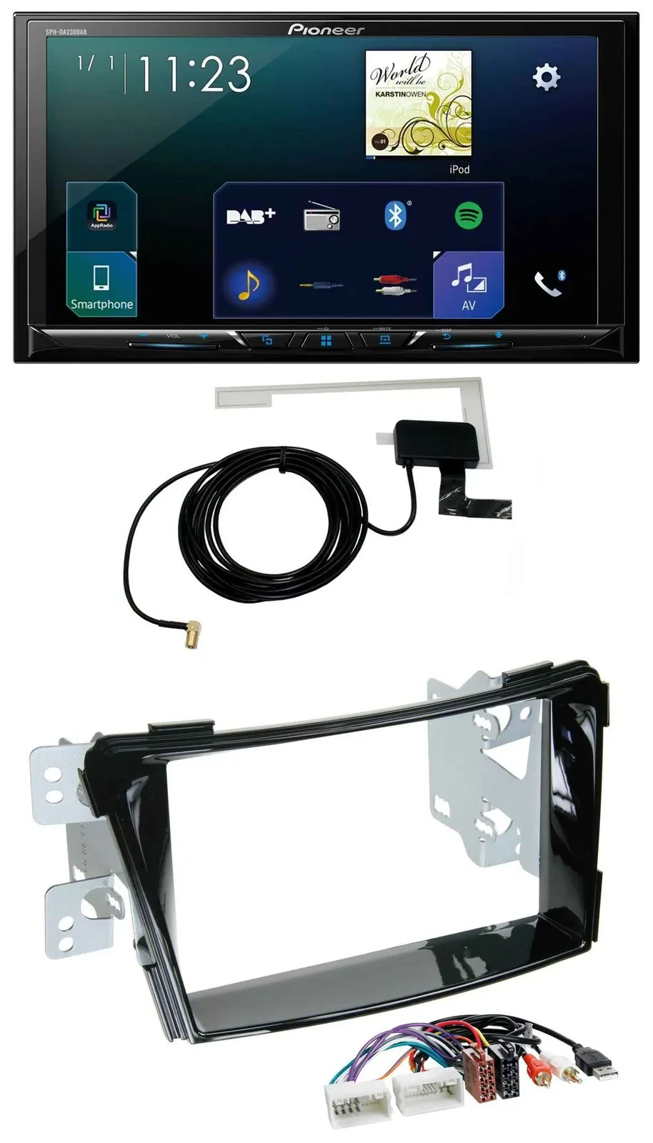 Автомагнитола для Hyundai i40 (с 2011) Pioneer 2-DIN, DAB, USB, MP3, Bluetooth, черный (рояльный лак)