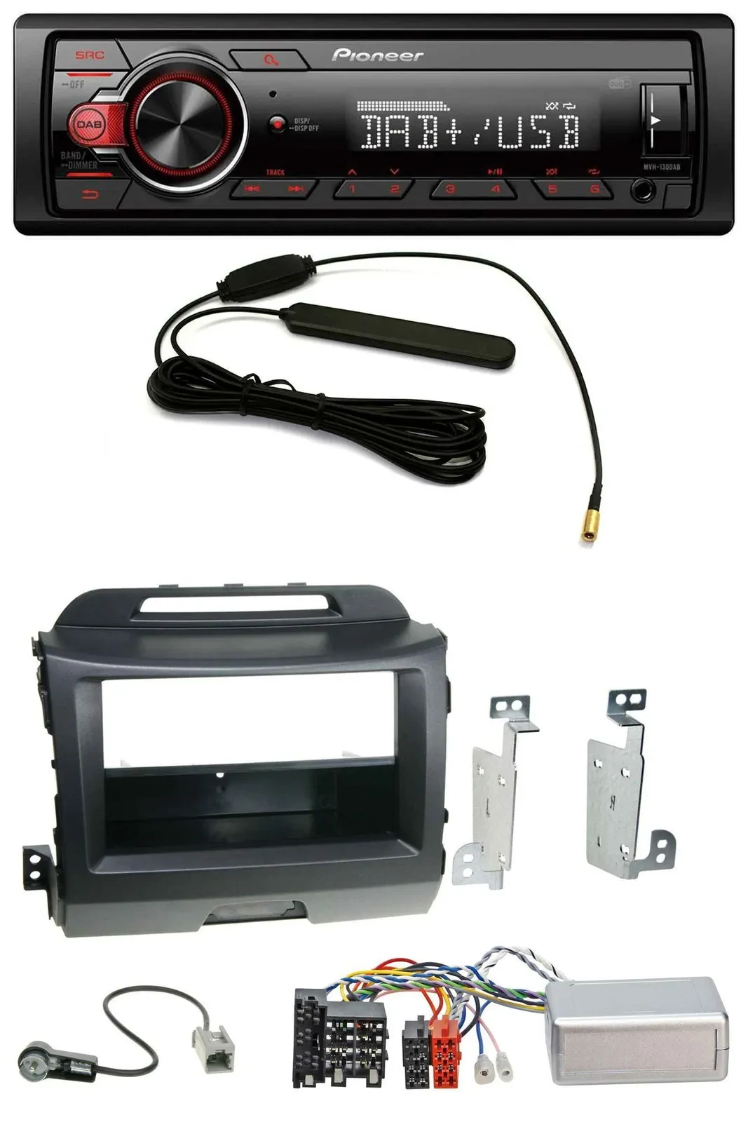 Pioneer MP3 DAB 1DIN Lenkrad USB Autoradio für Kia Sportage 3 10-15 schwarz