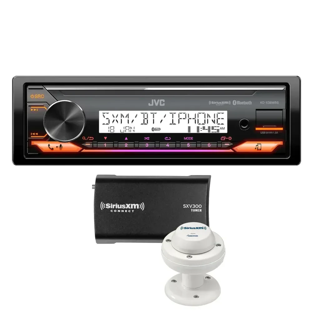 Автомагнитола для морского применения JVC KD-X38MBS 1-DIN (набор, с тюнером SiriusXM SXV300M1)