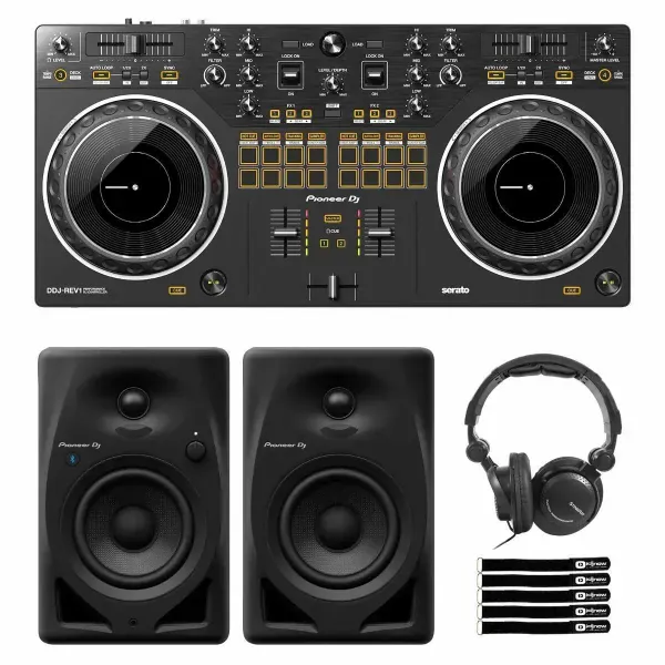 Pioneer DDJ-REV1 Scratch Style 2 Channel DJ Controller w DM-40D-BT Monitors P...