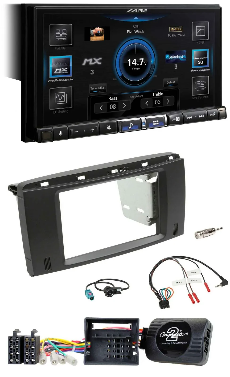 Alpine DAB 2DIN USB Bluetooth Lenkrad Autoradio für Mercedes R-Klasse 2006-2012