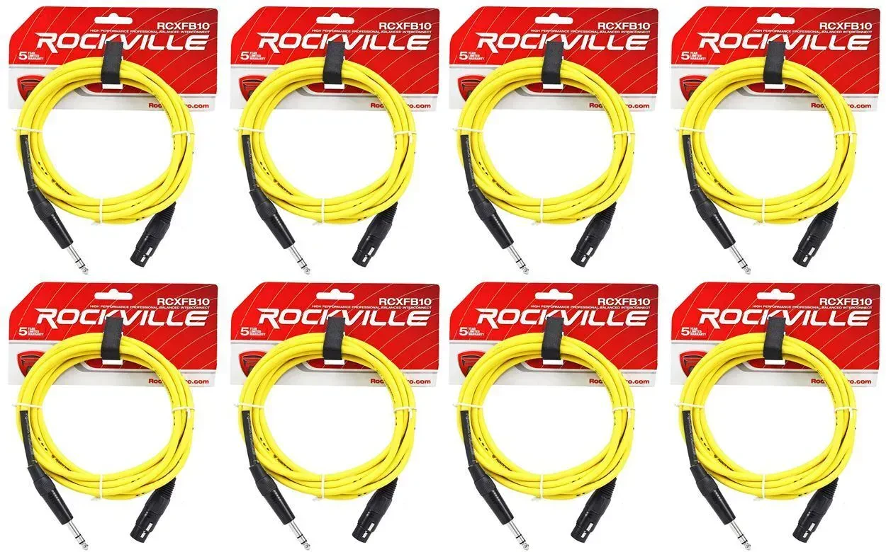 Коммутационный кабель Rockville RCXFB10Y Yellow 3.05 м (8 штук)