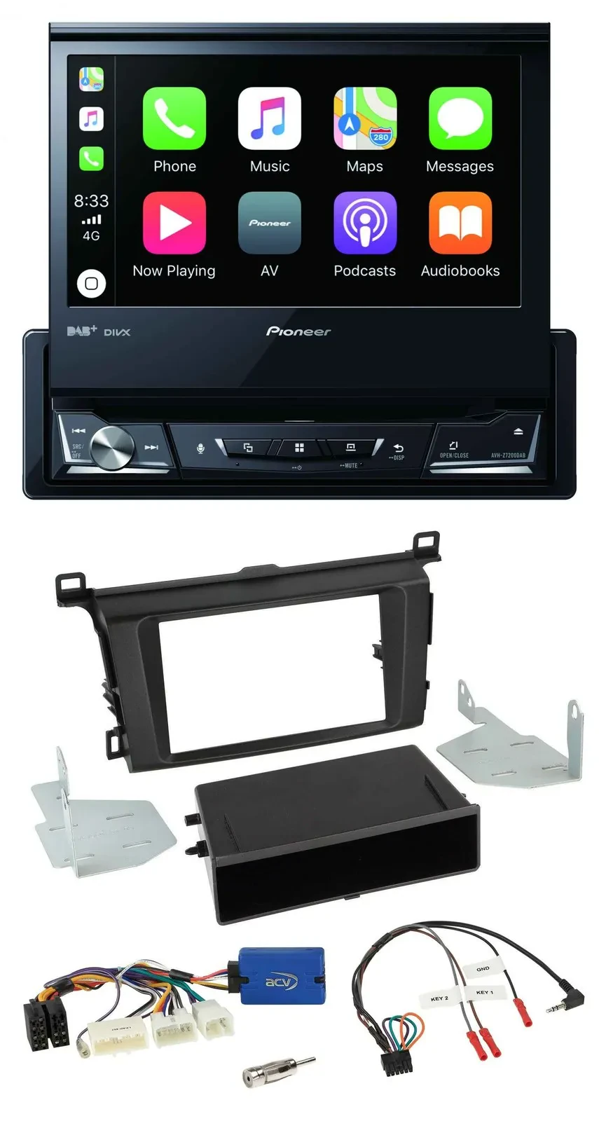 Автомагнитола для Toyota RAV4 (с 2013) Pioneer DVD, Bluetooth, DAB, USB, поддержка кнопок на руле