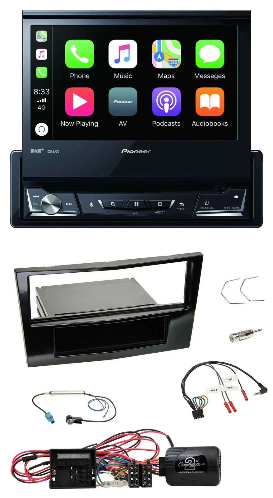Pioneer DVD Bluetooth DAB USB Lenkrad Autoradio für Opel Corsa D Klavierlack 09-