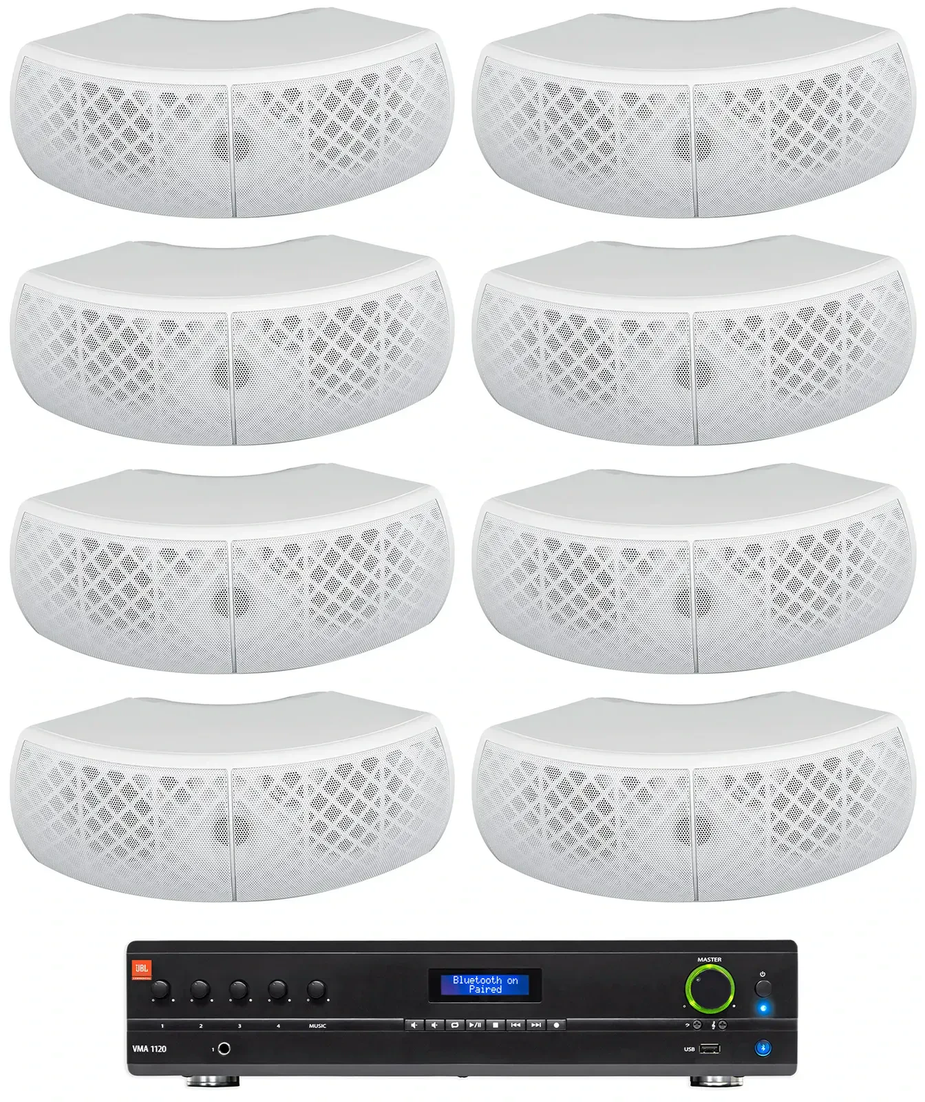 Настенная акустика JBL WET-D4 White с усилителем (8 штук)