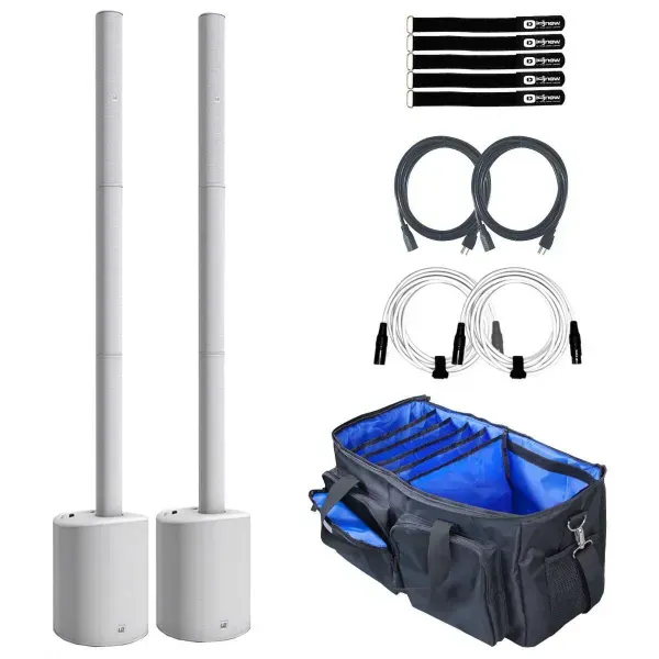 LD Systems MAUI 5 Go White Column Powered Active PA Speaker Systems Pair Pack