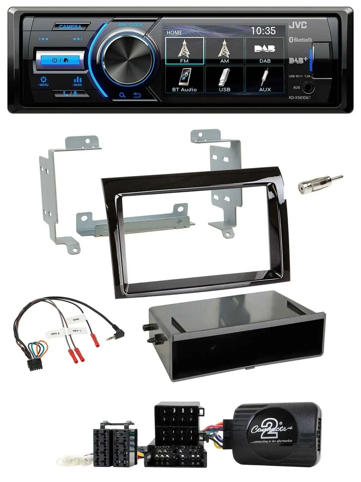 JVC Bluetooth Lenkrad USB DAB Autoradio für Fiat Ducato 2006-2008 piano