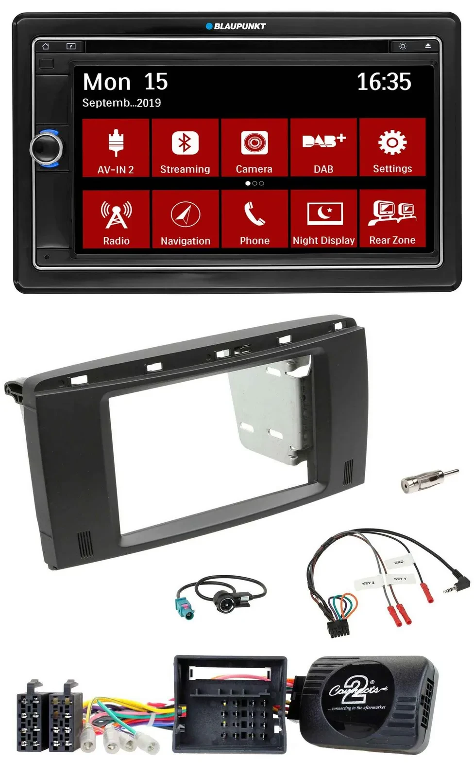 Blaupunkt Bluetooth DAB 2DIN USB DVD Lenkrad Autoradio für Mercedes SLK 08-11 R1