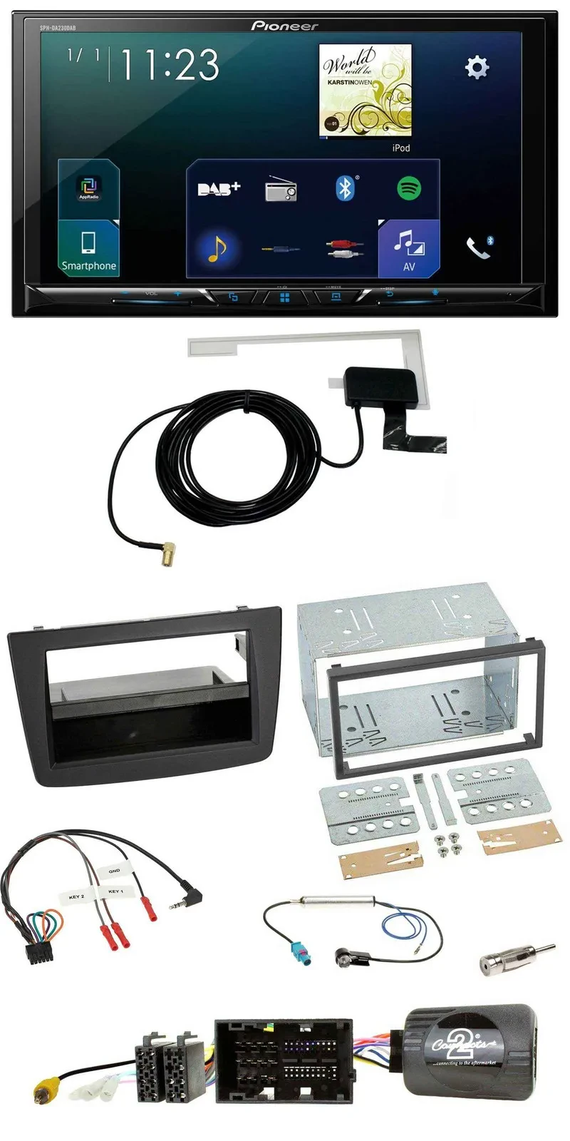 Pioneer 2DIN DAB USB Lenkrad Bluetooth Autoradio für Alfa Mito 14-18 schwarz