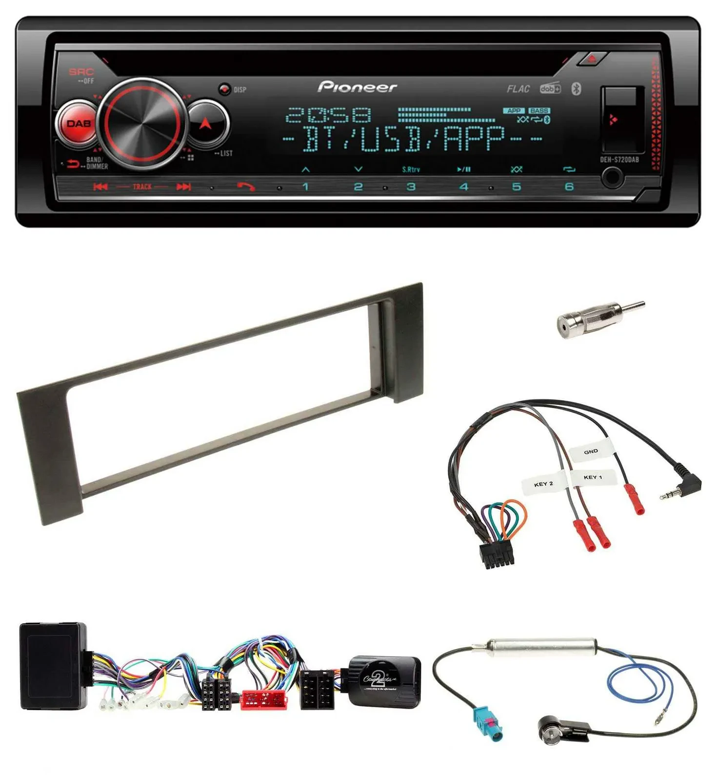 Автомагнитола Pioneer DAB, CD, Bluetooth, USB для Audi A4 B6 (2000–2004), поддержка кнопок на руле, совместима с Bose