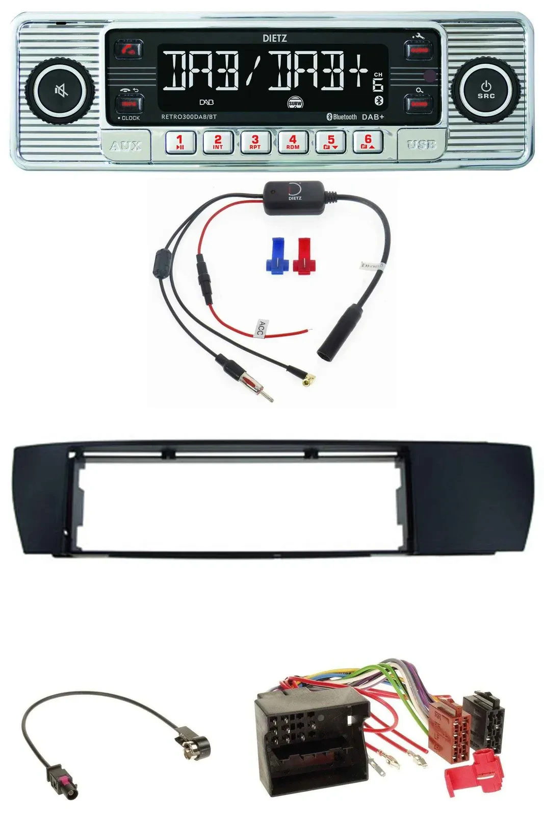 Dietz DAB USB MP3 Bluetooth Autoradio für BMW X3 (E83 2004-2010) seitlich
