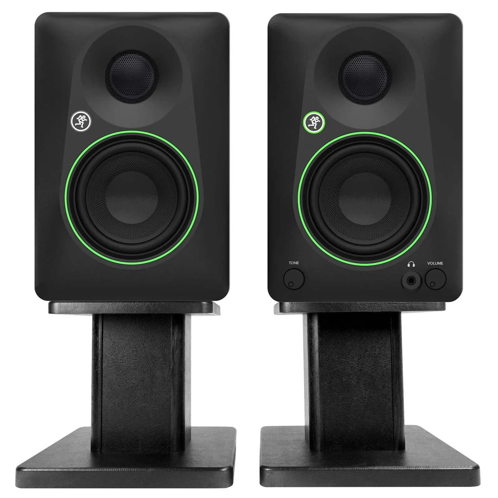 Pair Mackie CR3.5 3.5" Powered Studio Monitors w/ Tone Control+Desktop Stands