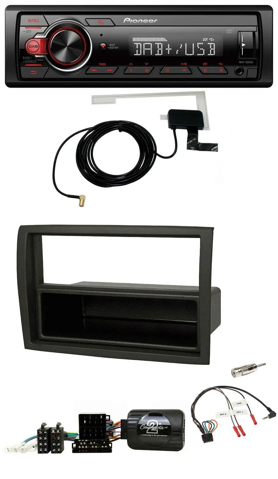 Автомагнитола Pioneer 1-DIN, MP3, DAB, USB, для Fiat Ducato 2012–2015, чёрная, поддержка управления с руля