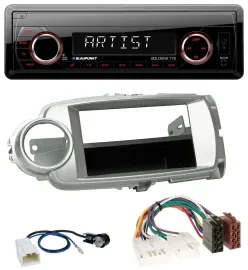 Автомагнитола Blaupunkt 1DIN SD/USB MP3 AUX для Toyota Yaris (2011–2014), серебристая