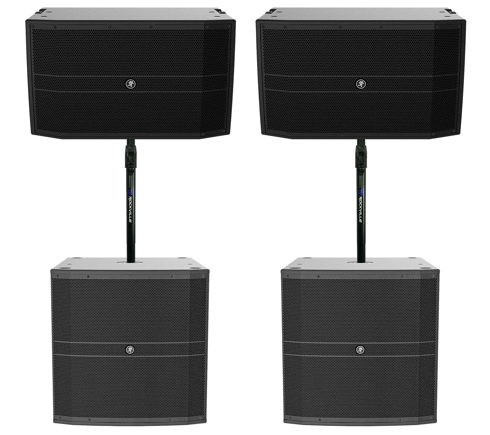 Пассивная акустическая система для PA Mackie DRM (DRM12A-P + DRM18-P) (набор) 2000W, 2×12", 2×18", с air-assist стойками