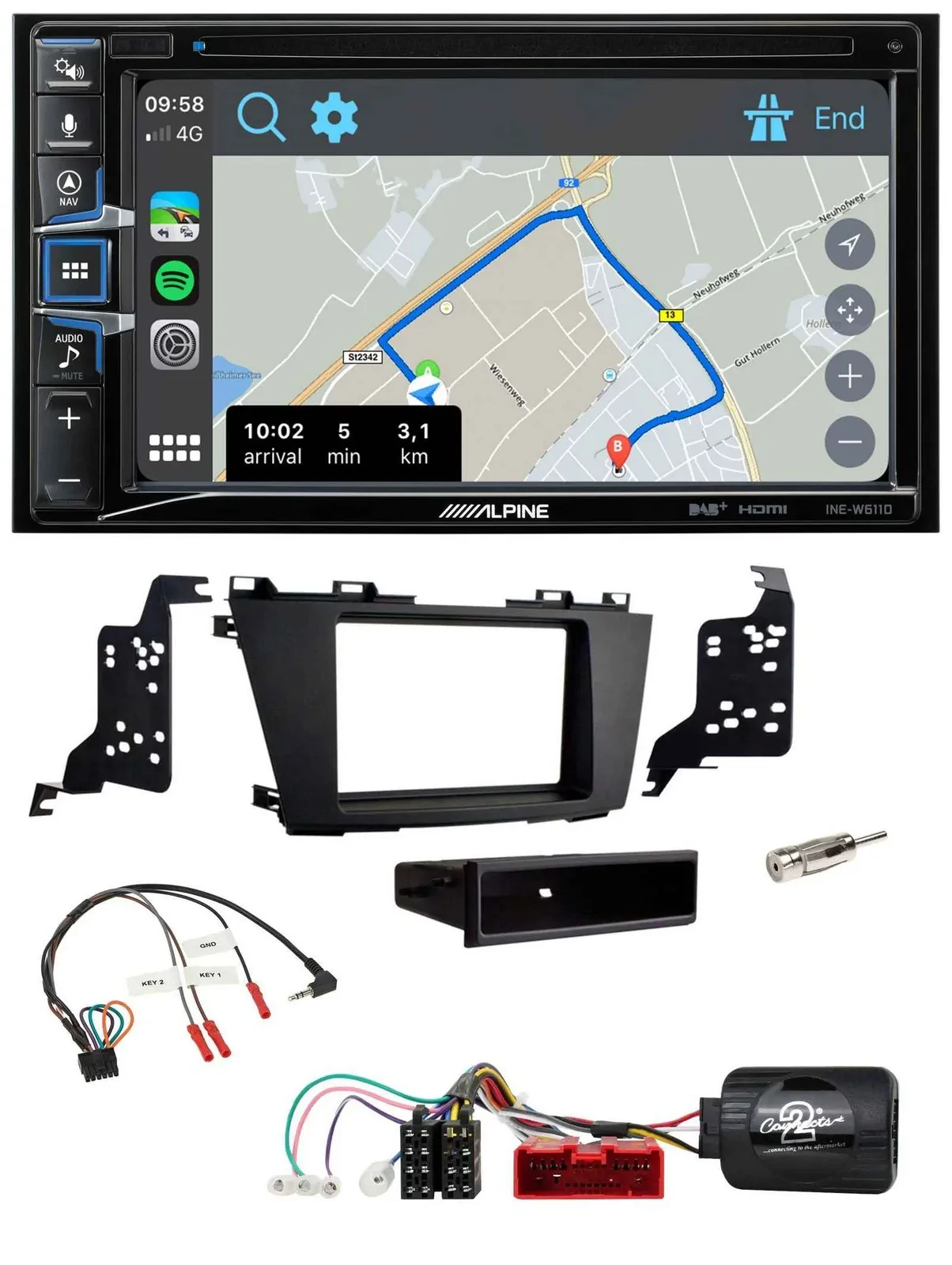 Alpine DAB TMC Bluetooth 2DIN USB Lenkrad Navigation für Mazda 5 2010-2015