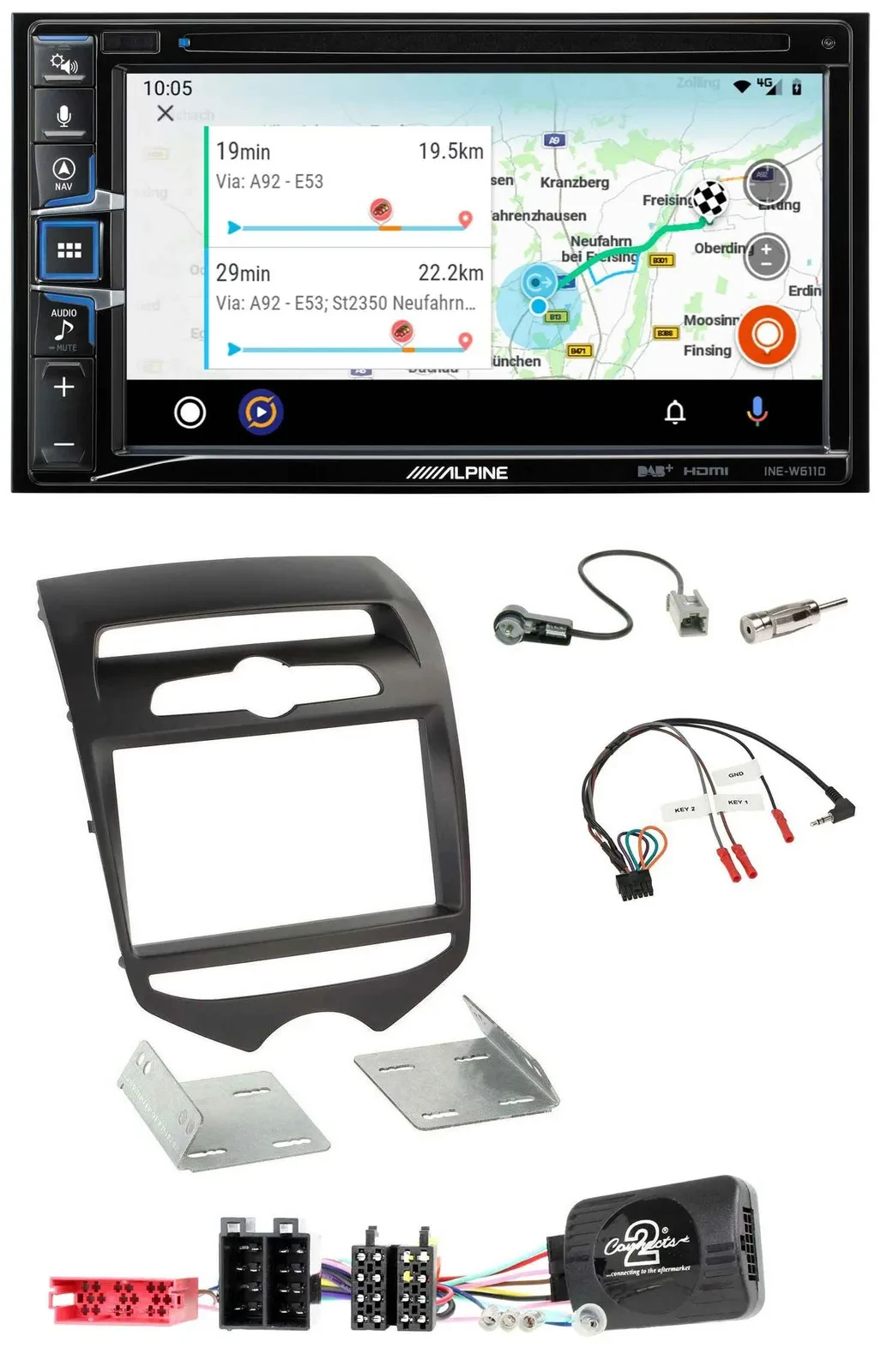 Alpine Bluetooth TMC USB DAB 2DIN Lenkrad Navigation für Hyundai ix20 ab 2010 ma