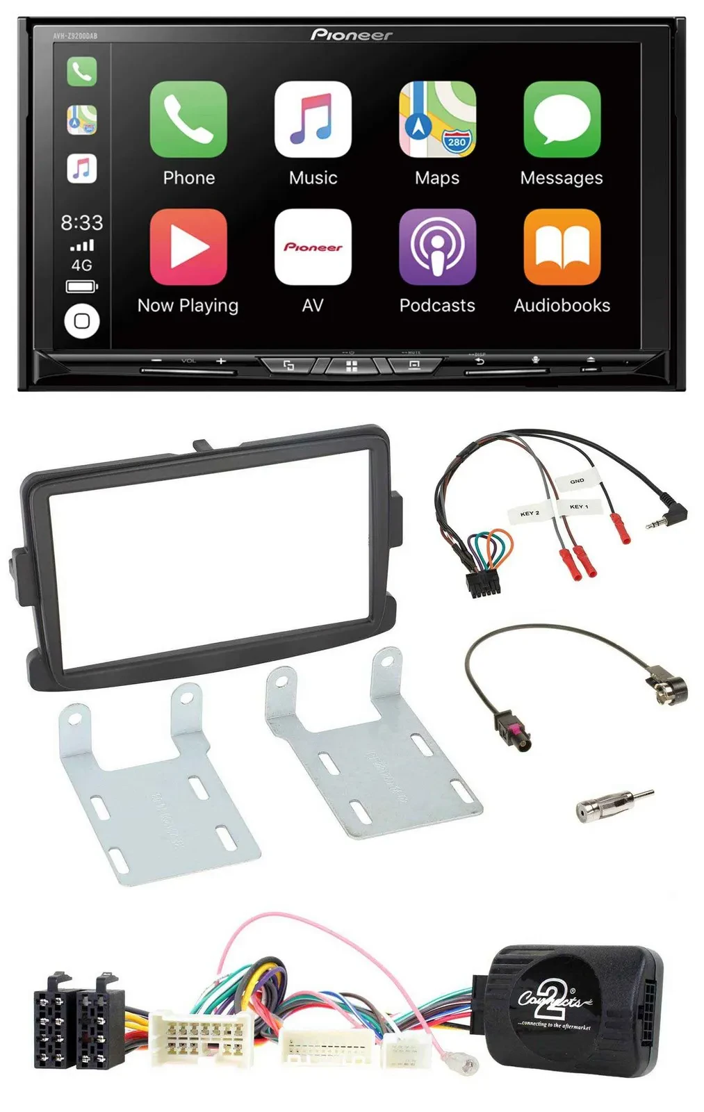 Автомагнитола для Dacia Sandero (с 2013) Pioneer 2-DIN, USB, DAB, DVD, Bluetooth