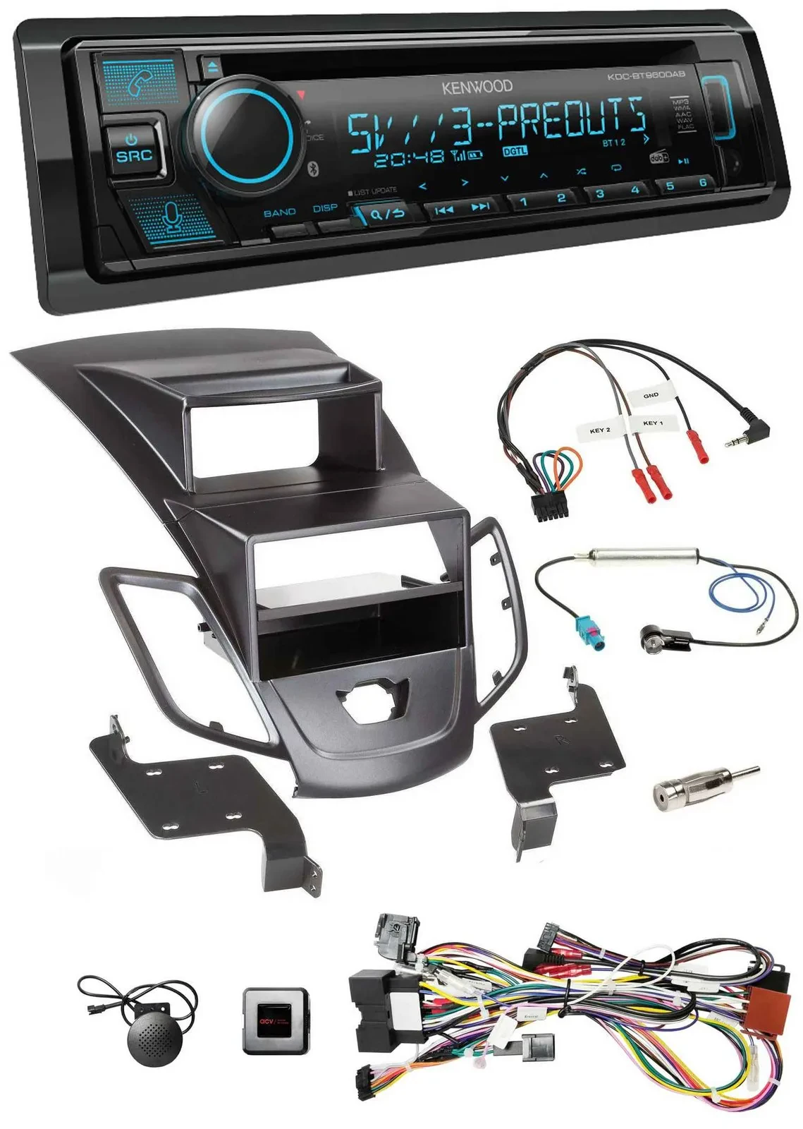 Автомагнитола для Ford Fiesta (2008–2010) Kenwood Bluetooth USB CD DAB