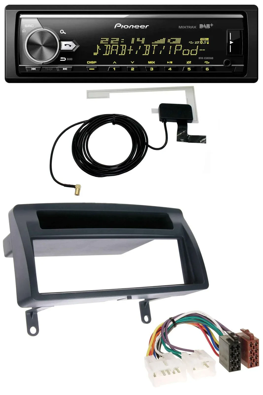 Автомагнитола для Toyota Corolla E12 (2003–2008) Pioneer Bluetooth, DAB, USB, MP3, темно-серый