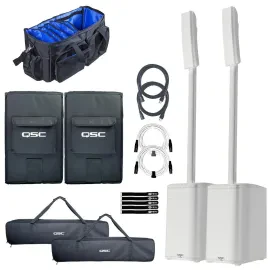 QSC KC12-WH 3000W Active Powered 3-Way Column Loudspeaker System White Pair
