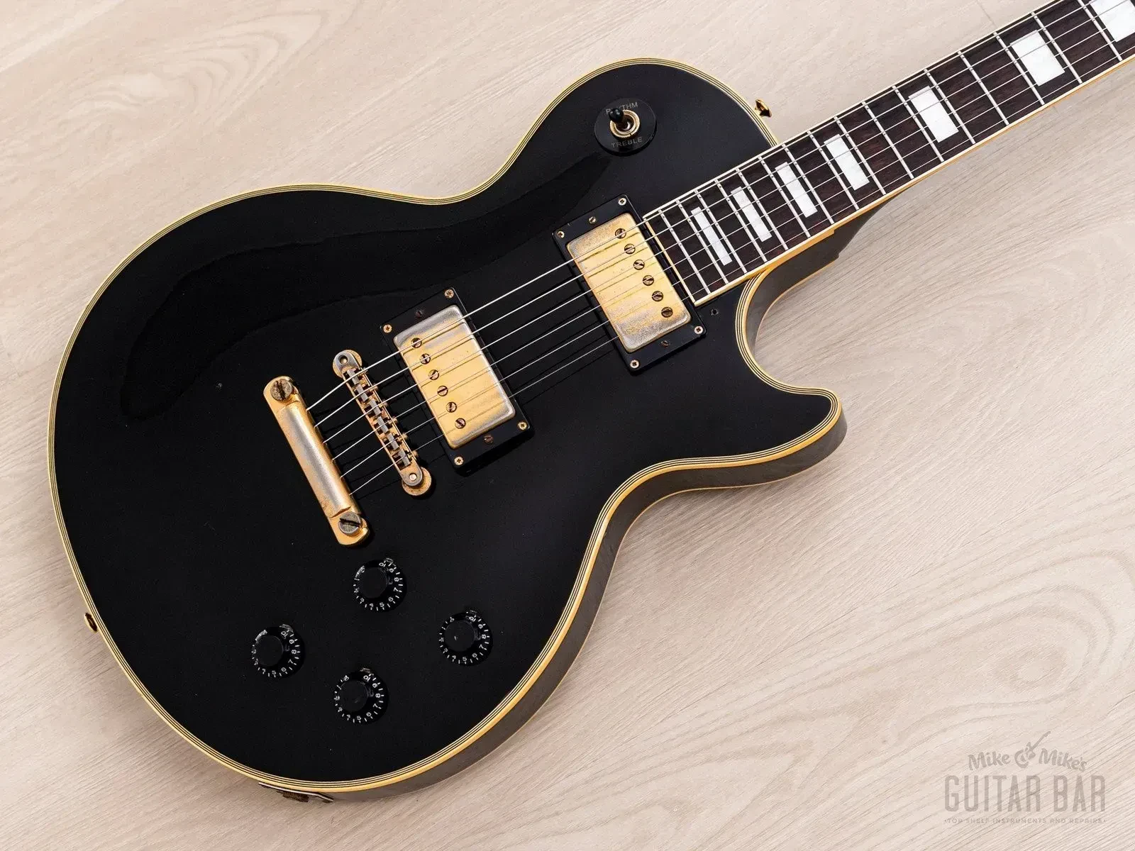 Б/У Электрогитара Burny RLC-60 Custom Black Beauty, махагони топ, VH-3 humbuckers, черный, Япония, 1989