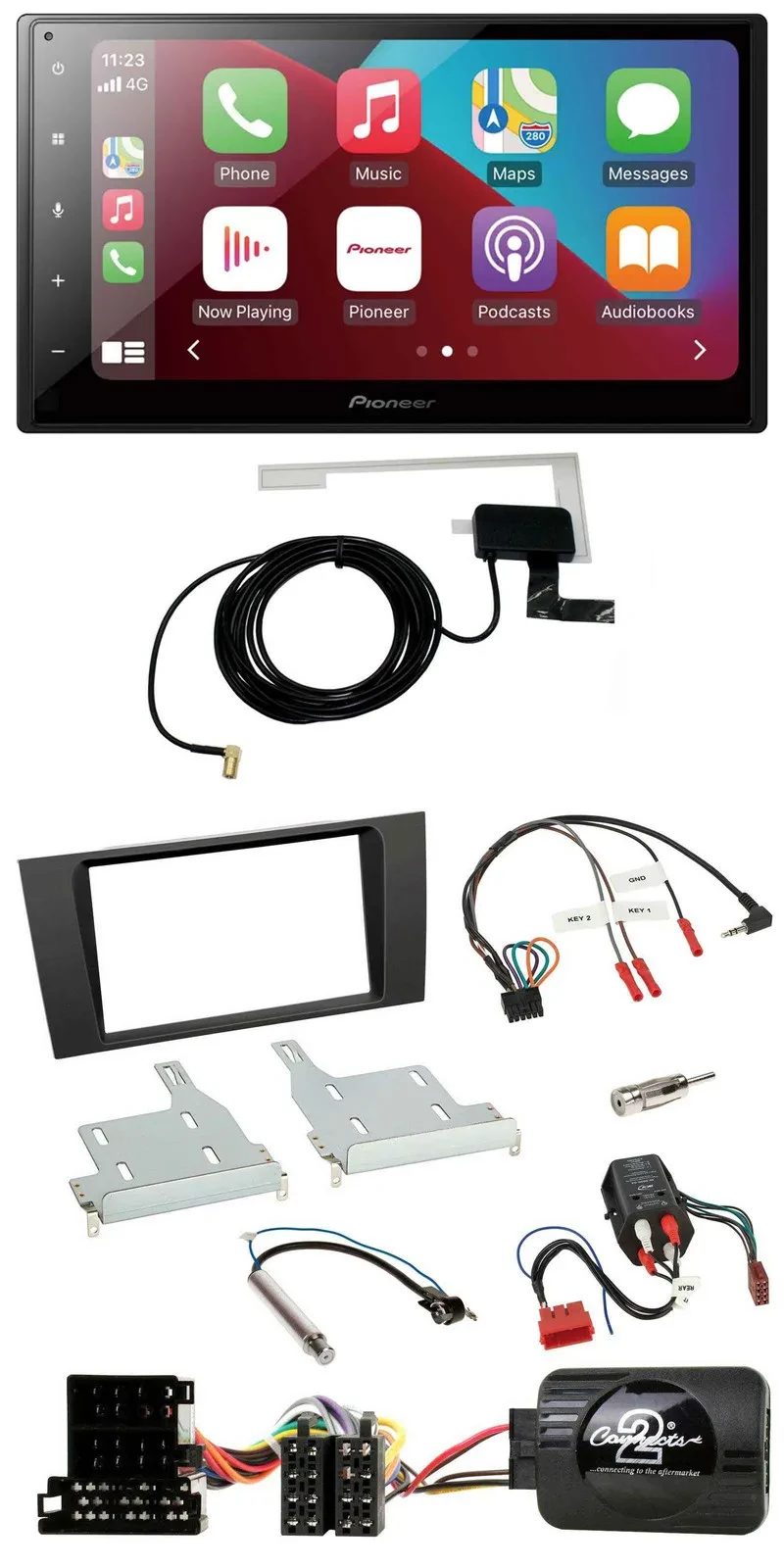 Pioneer USB Bluetooth DAB Lenkrad 2DIN Autoradio für Audi A4 99-01 BOSE Vollakti