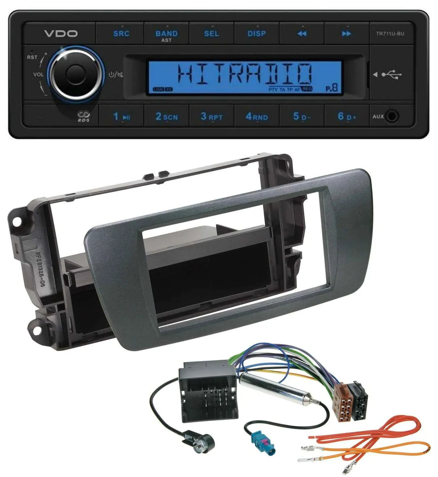 VDO AUX 1DIN MP3 USB Autoradio für Seat Ibiza ab 08 azabacheschwarz