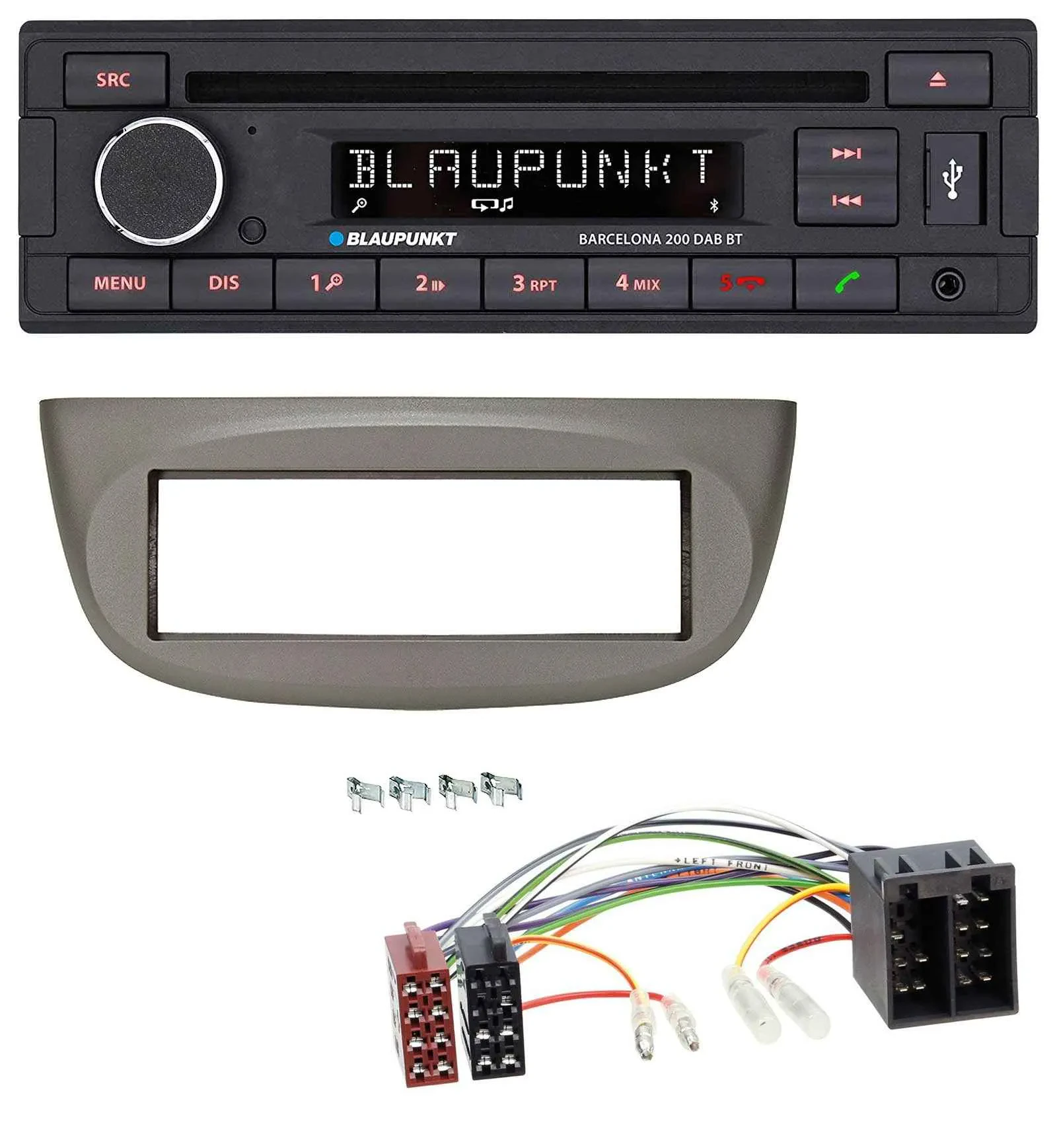 Автомагнитола для Renault Twingo 2007–2012 Blaupunkt USB DAB CD Bluetooth MP3 бежево-серый