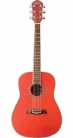 Oscar Schmidt OGHSTR-A Trans Red 1/2 Size Acoustic Guitar with Select Spruce Top