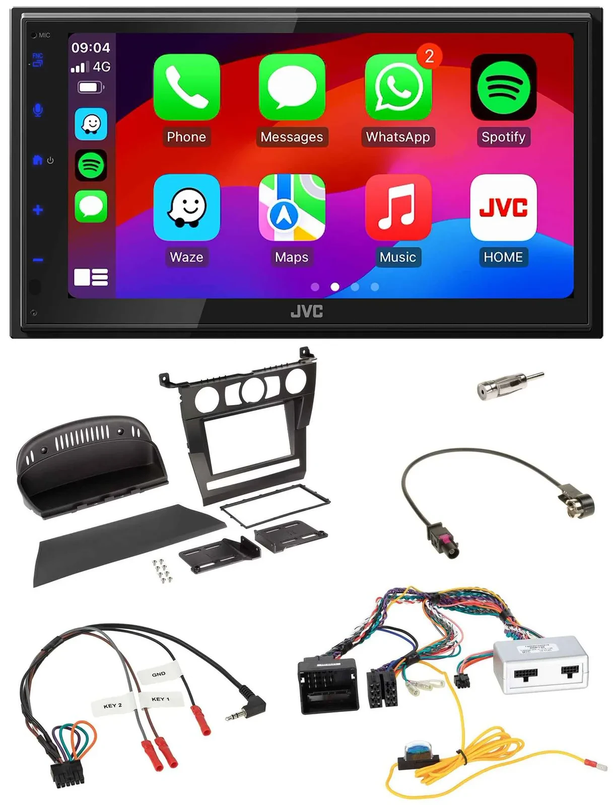 JVC Bluetooth USB Lenkrad 2DIN DAB Autoradio für BMW 5er 2007 E60 ohne iDrive