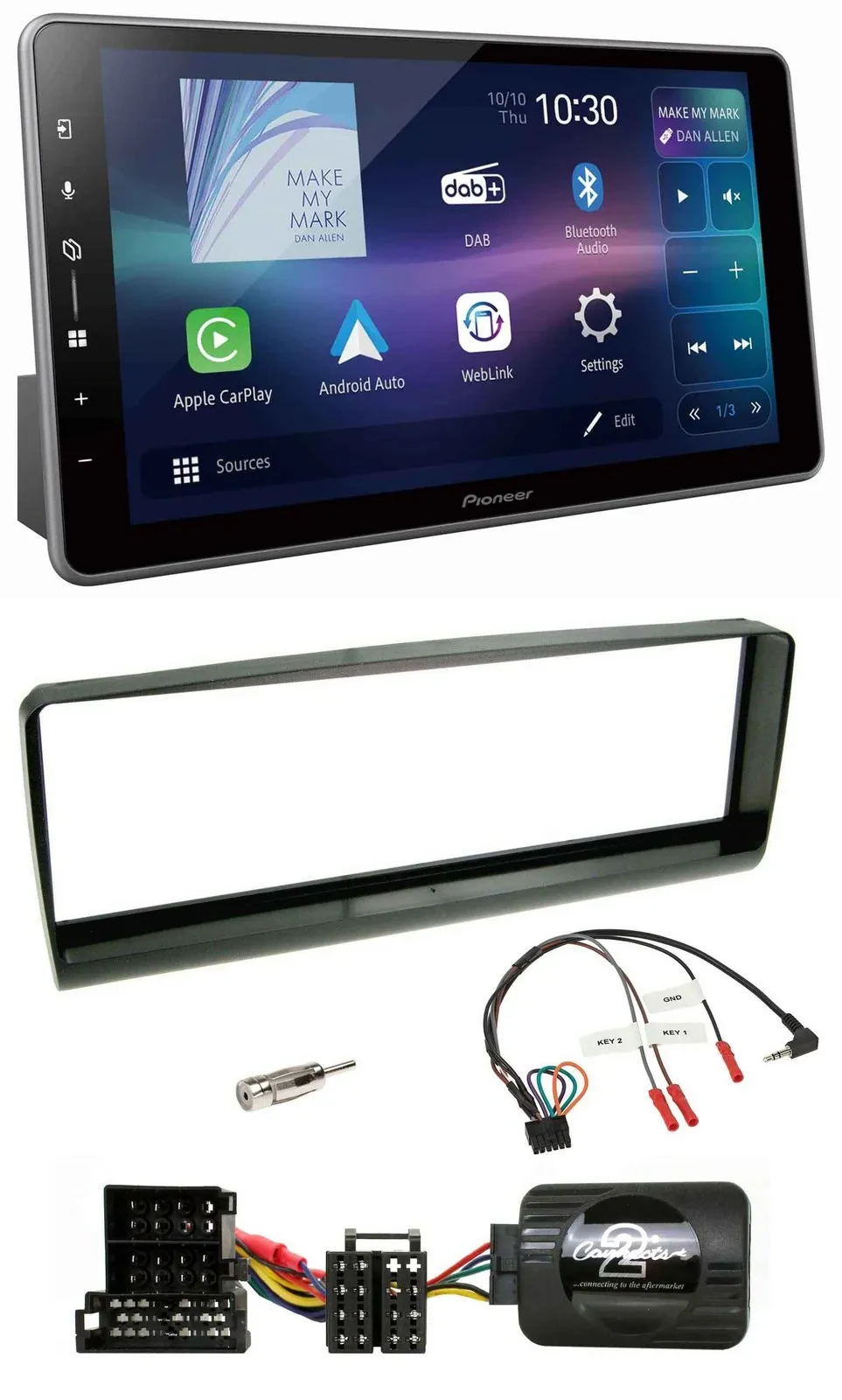 Автомагнитола Pioneer Bluetooth USB DAB для Alfa Romeo 156 (2000–2001), черная