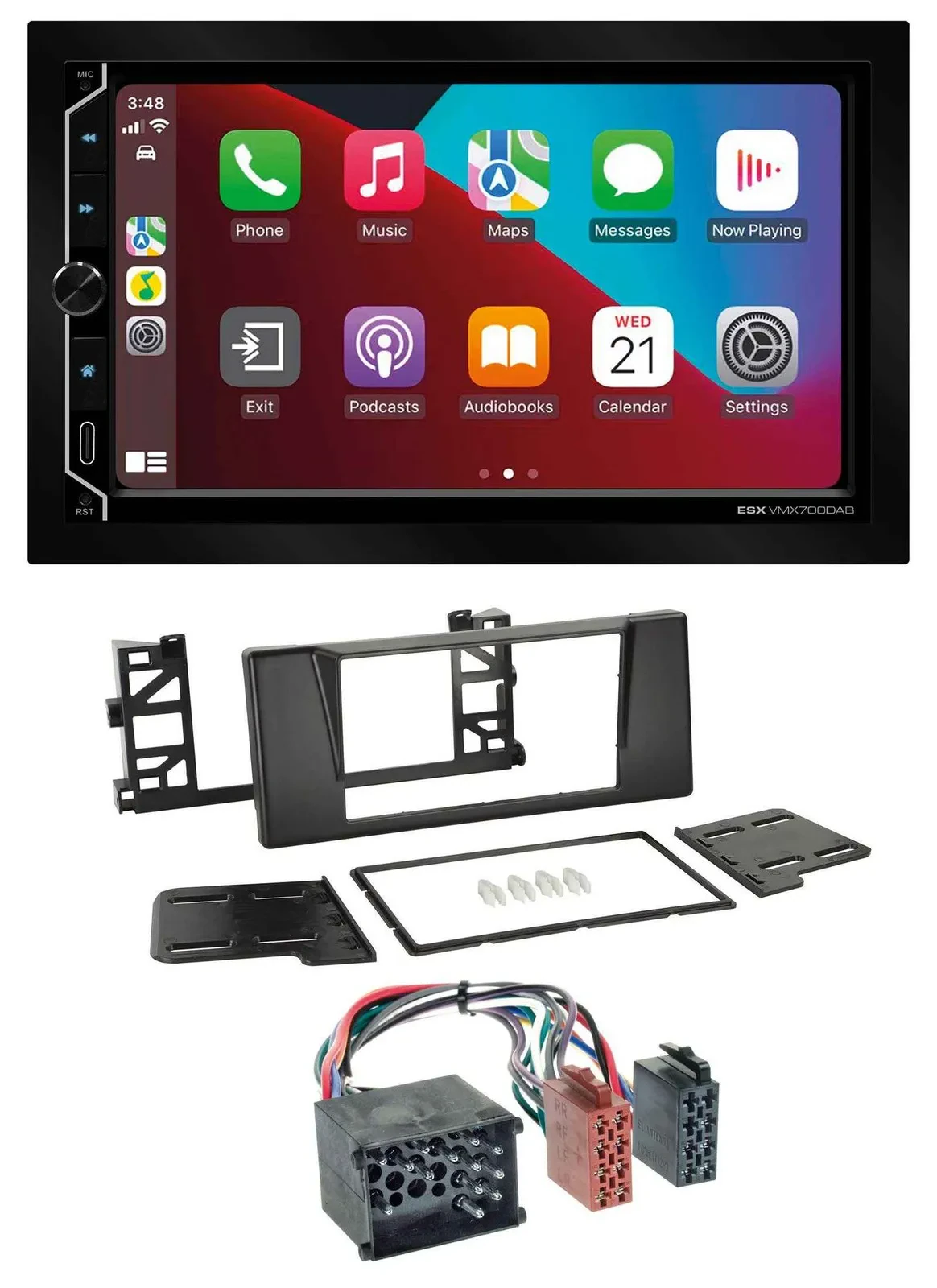 ESX 2DIN DAB USB MP3 Bluetooth Autoradio für BMW 5er (E39) X5 Rundpin