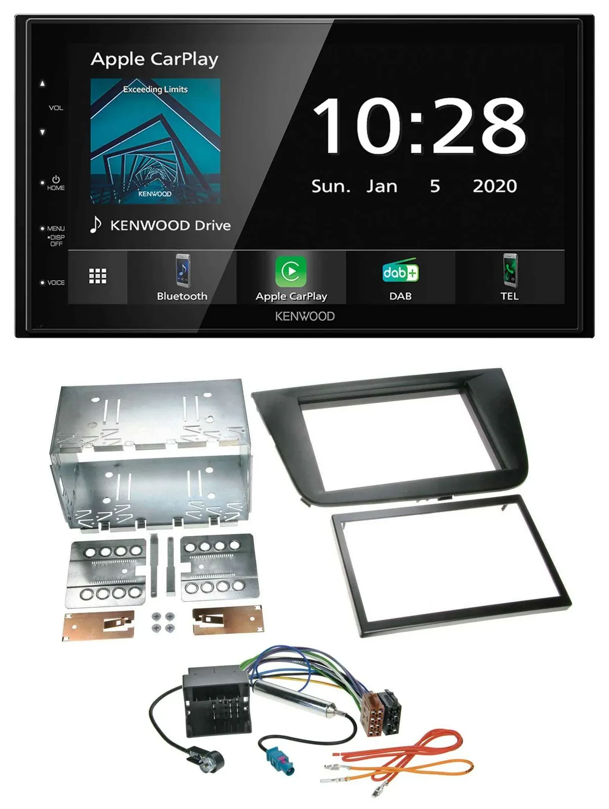 Автомагнитола Kenwood 2-DIN Bluetooth MP3 DAB USB черная для Seat Leon (2005–2009)