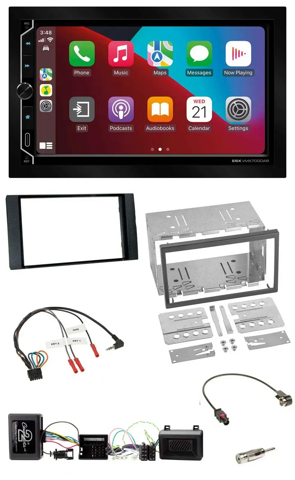 ESX 2DIN DAB USB Lenkrad Bluetooth Autoradio für Ford Kuga 2008-12 schwarz