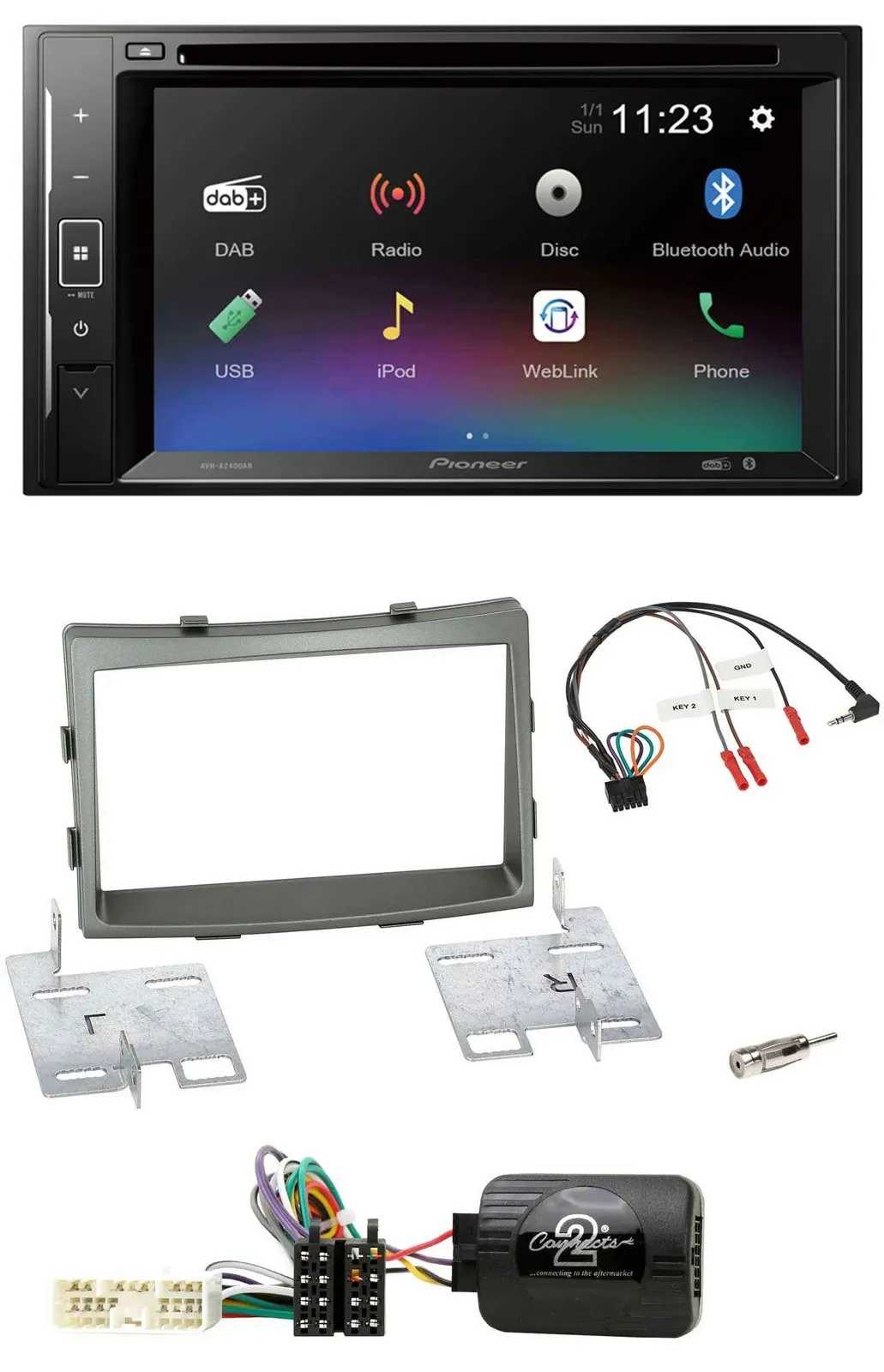 Pioneer Bluetooth Lenkrad USB 2DIN DAB DVD Autoradio für SSangYong Rodius ab 201