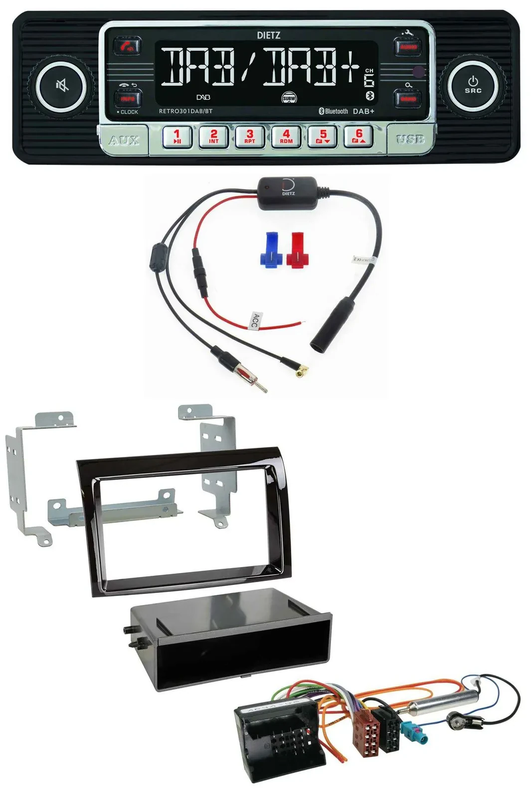 Dietz MP3 DAB Bluetooth USB Autoradio für Citroen Jumper 06-11 Quadlock piano sc